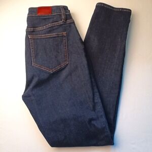 Lands' End Denim Jeans Size 8 Mid Rise Curvy Skinny Jean Dark Wash Classic